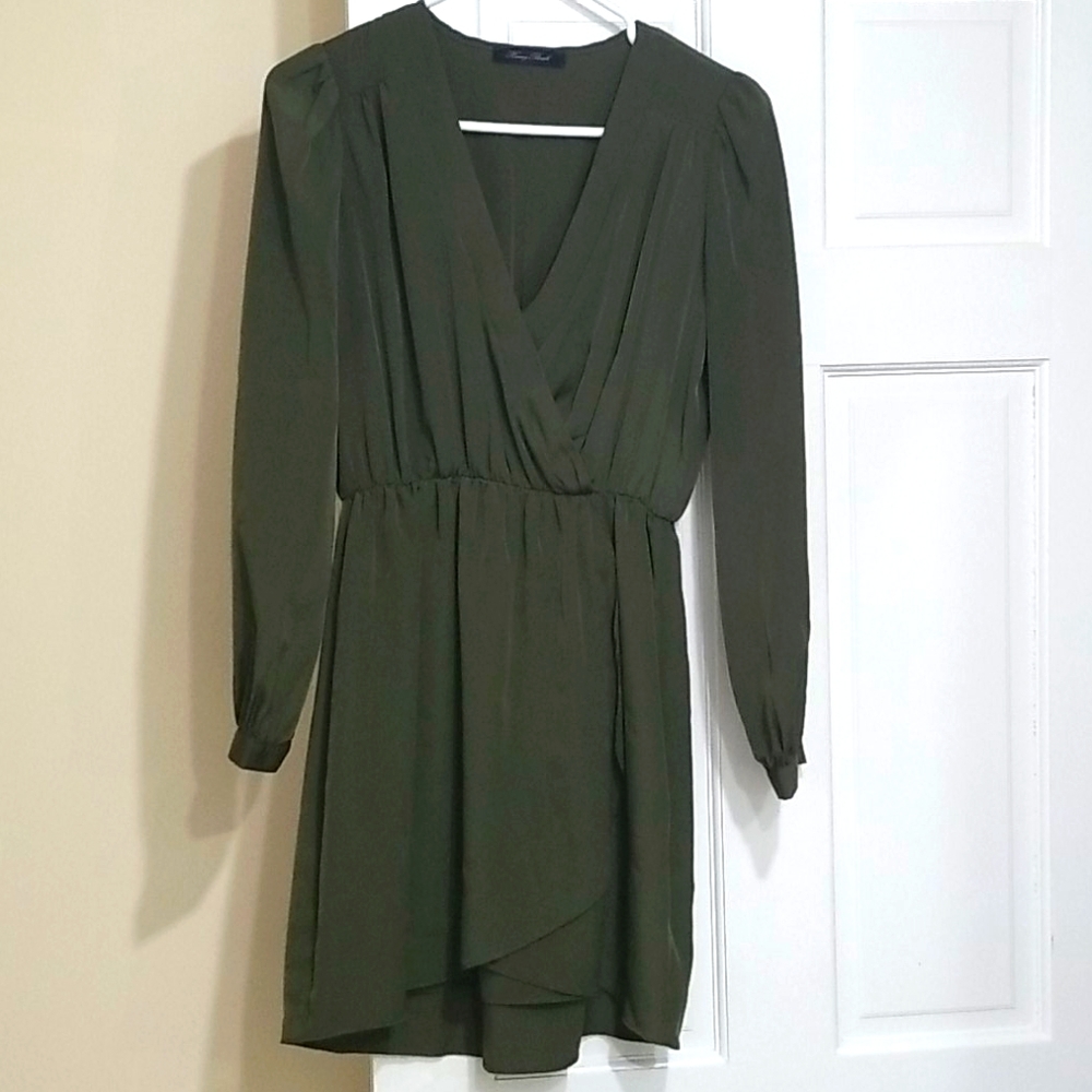 Hunter green wrap dress